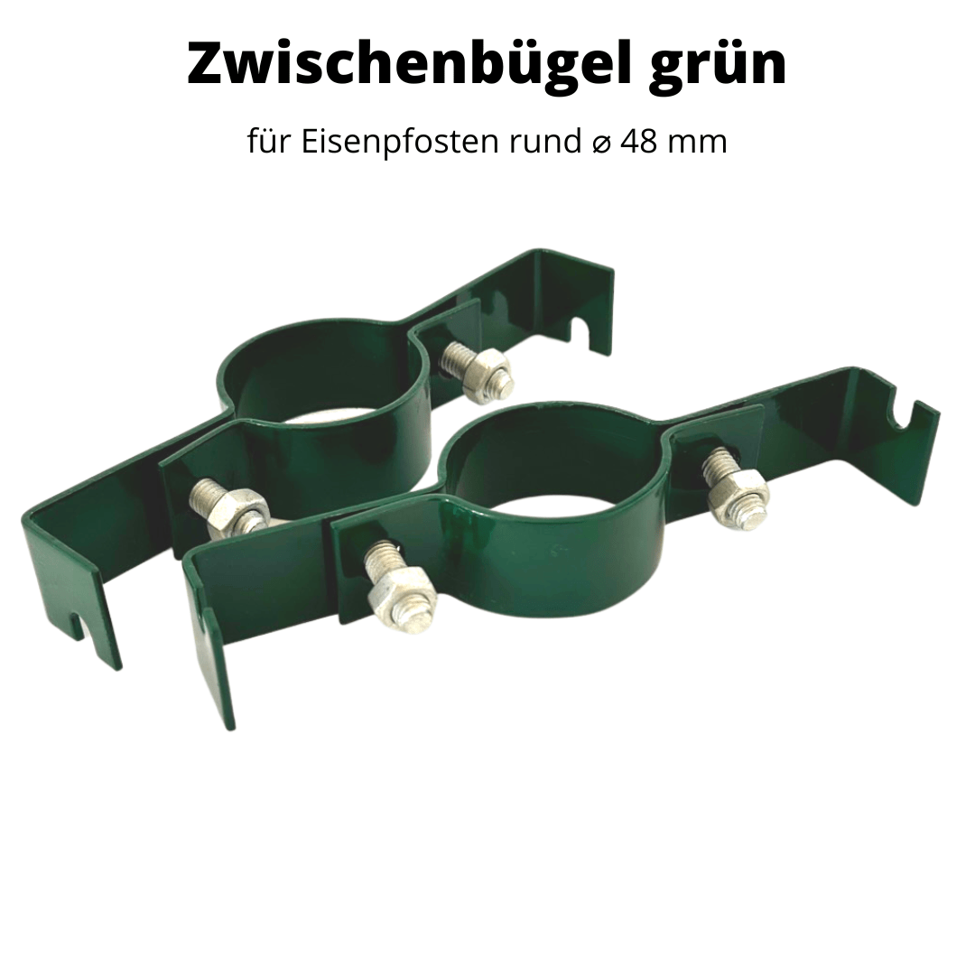 Zwischenbügel Metall grün — Produktbild: für Eisenpfosten rund ø 48 mm