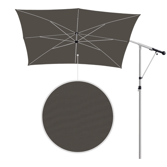 May Mezzo Sonnenschirm, Freiarmschirm, Ampelschirm - Farbe Basaltgrau | Stoffart Acryl | Volant optional | verschiedene Größen Sichtschutz