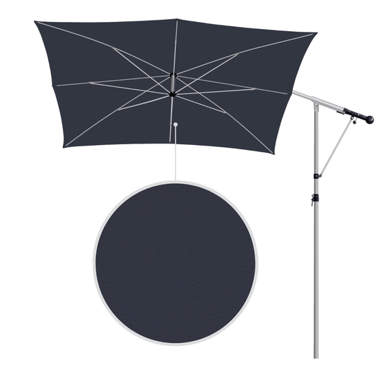 May Mezzo Sonnenschirm, Freiarmschirm, Ampelschirm - Farbe Dunkelblau | Stoffart Poly | Volant optional | verschiedene Größen Sichtschutz