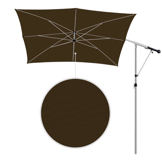 May Mezzo Sonnenschirm, Freiarmschirm, Ampelschirm - Farbe Dunkelbraun | Stoffart Acryl | Volant optional | verschiedene Größen Sichtschutz
