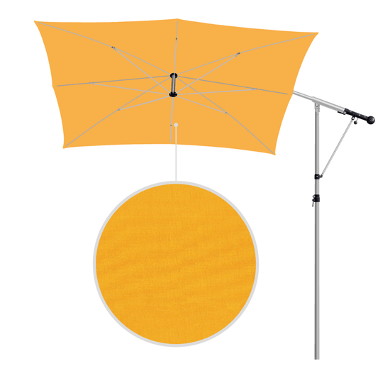 May Mezzo Sonnenschirm, Freiarmschirm, Ampelschirm - Farbe Gelb | Stoffart Acryl | Volant optional | verschiedene Größen Sichtschutz