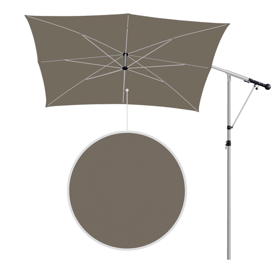 May Mezzo Sonnenschirm, Freiarmschirm, Ampelschirm - Farbe Grau | Stoffart Poly | Volant optional | verschiedene Größen Sichtschutz