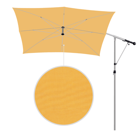 May Mezzo Sonnenschirm, Freiarmschirm, Ampelschirm - Farbe Hellgelb | Stoffart Acryl | Volant optional | verschiedene Größen Sichtschutz