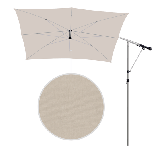 May Mezzo Sonnenschirm, Freiarmschirm, Ampelschirm - Farbe Hellgrau | Stoffart Acryl | Volant optional | verschiedene Größen Sichtschutz