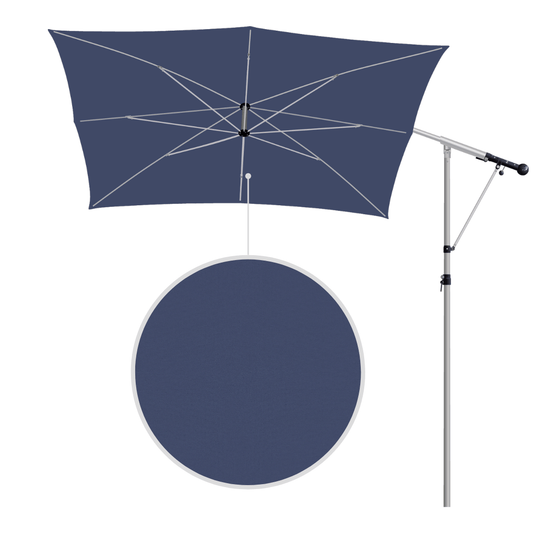 May Mezzo Sonnenschirm, Freiarmschirm, Ampelschirm - Farbe Mittelblau | Stoffart Poly | Volant optional | verschiedene Größen Sichtschutz