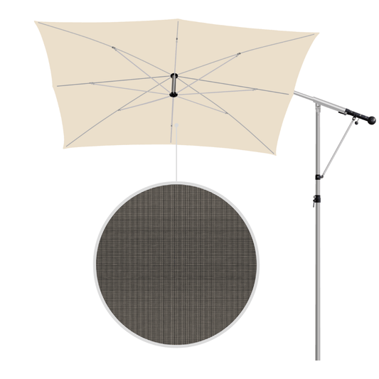 May Mezzo Sonnenschirm, Freiarmschirm, Ampelschirm - Farbe Schwarz Beige | Stoffart Acryl | Volant optional | verschiedene Größen Sichtschutz