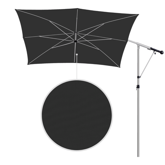 May Mezzo Sonnenschirm, Freiarmschirm, Ampelschirm - Farbe Schwarz | Stoffart Acryl | Volant optional | verschiedene Größen Sichtschutz