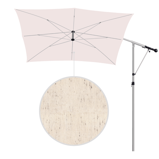 May Mezzo Sonnenschirm, Freiarmschirm, Ampelschirm - Farbe Silbergrau | Stoffart Acryl | Volant optional | verschiedene Größen Sichtschutz