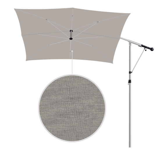 May Mezzo Sonnenschirm, Freiarmschirm, Ampelschirm - Farbe Steingrau | Stoffart Acryl | Volant optional | verschiedene Größen Sichtschutz