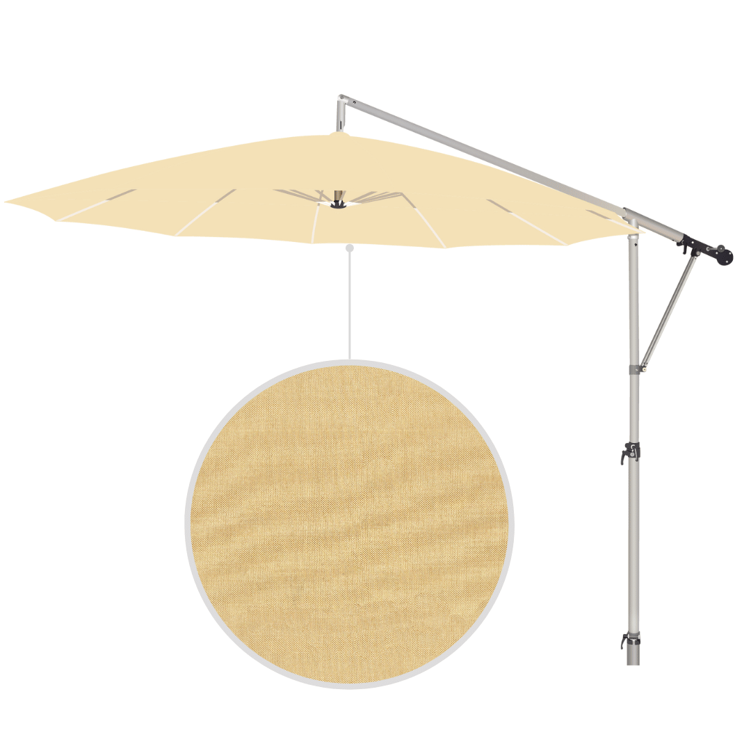 May Mezzo Sonnenschirm, Freiarmschirm, Ampelschirm - Farbe Vanille | Stoffart Acryl | Volant optional | verschiedene Größen Sichtschutz