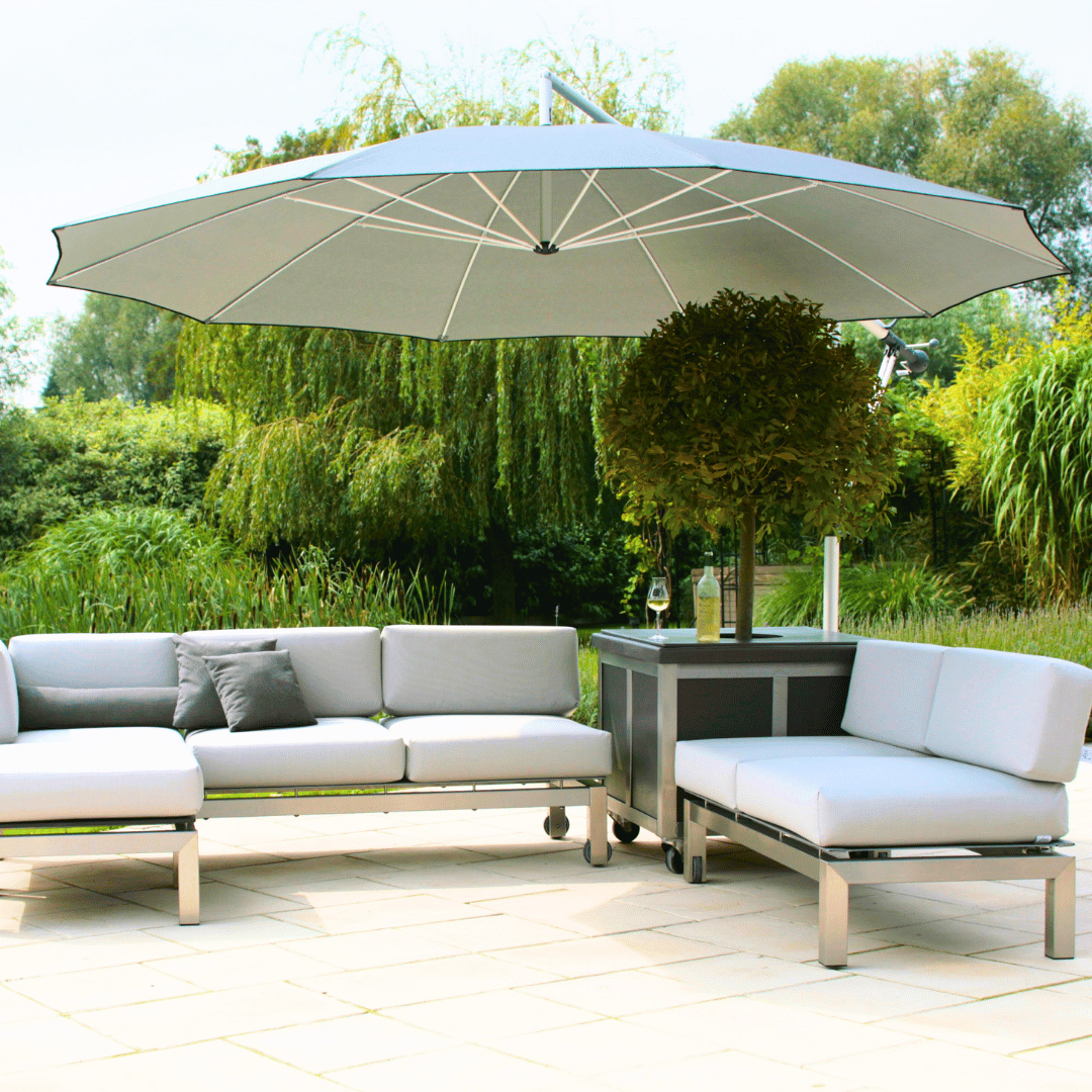 May Mezzo Sonnenschirm, Freiarmschirm, Ampelschirm - Farbe Weinrot | Stoffart Poly | Volant optional | verschiedene Größen Sichtschutz