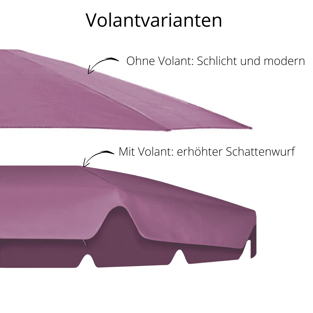 May Mezzo Sonnenschirm, Freiarmschirm, Ampelschirm - Farbe Weinrot | Stoffart Poly | Volant optional | verschiedene Größen Sichtschutz