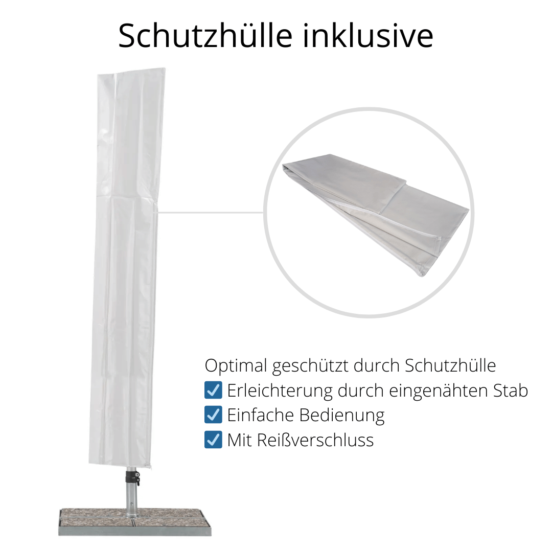 May Mezzo Sonnenschirm, Freiarmschirm, Ampelschirm - Farbe Weinrot | Stoffart Poly | Volant optional | verschiedene Größen Sichtschutz