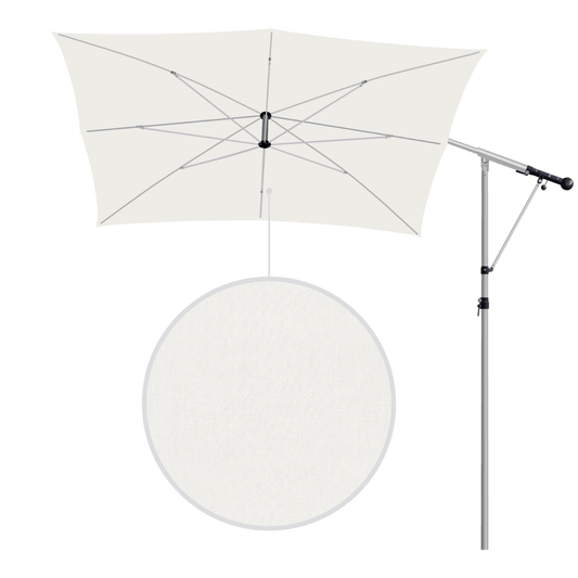 May Mezzo Sonnenschirm, Freiarmschirm, Ampelschirm - Farbe Weiss | Stoffart Acryl | Volant optional | verschiedene Größen Sichtschutz