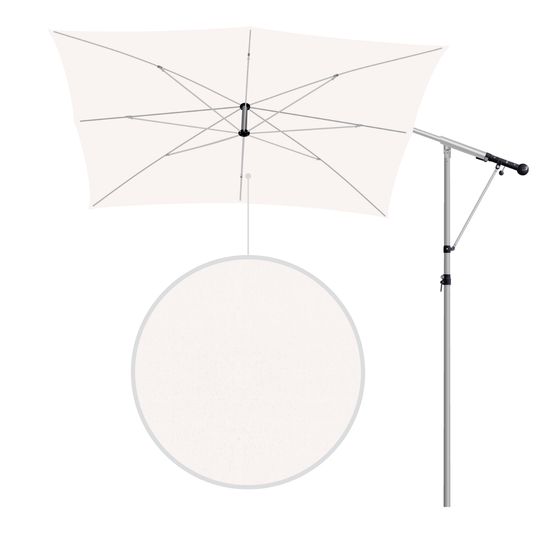 May Mezzo Sonnenschirm, Freiarmschirm, Ampelschirm - Farbe Weiss | Stoffart Poly | Volant optional | verschiedene Größen Sichtschutz