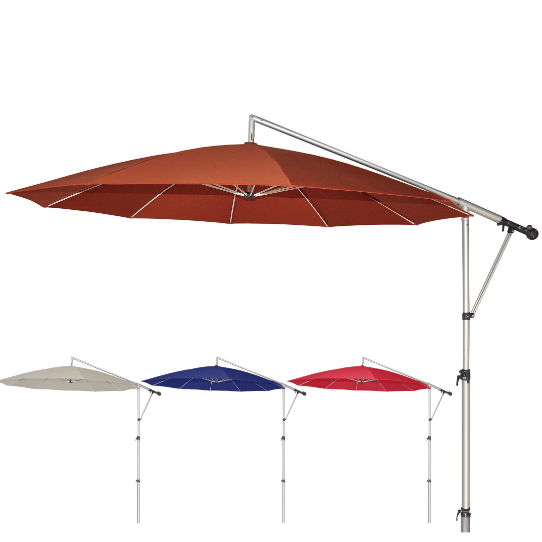 May Mezzo Sonnenschirm, Freiarmschirm, Ampelschirm - Rund | ∅ 300 cm | Stoffart Poly | Volant optional | viele Farben Sichtschutz