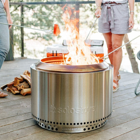Solo Stove Feuerschale Yukon 2.0 + Standfuß, Feuerstelle, Feuerschale für Terrasse, Feuertonne Feuerstelle