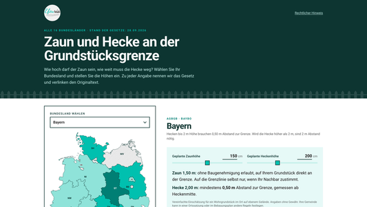 Interaktive Karte Zaun und Hecke an der Grundstücksgrenze auf gartengrenze.efeuria.de