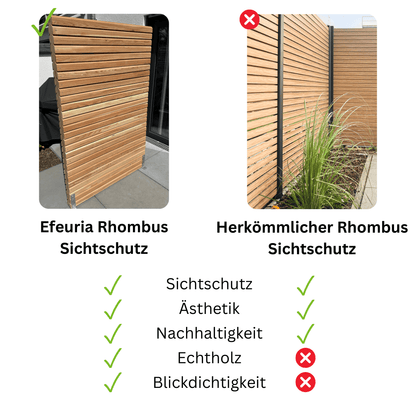 Adriano Rhombus Holz Sichtschutz, Rhombuszaun als Sichtschutz, Maße 183 x 120 cm Sichtschutz