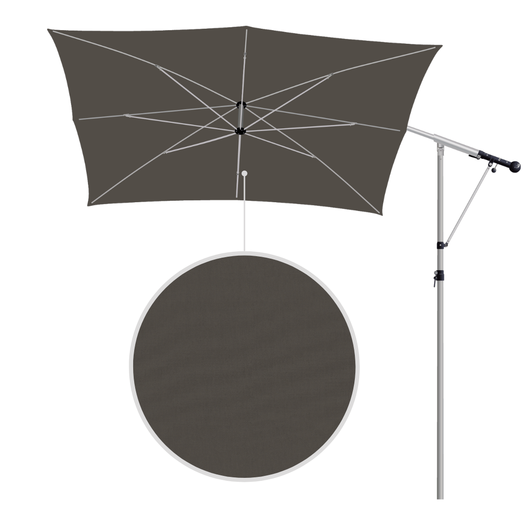 May Mezzo Sonnenschirm, Freiarmschirm, Ampelschirm - Farbe Basaltgrau | Stoffart Acryl | Volant optional | verschiedene Größen Sichtschutz