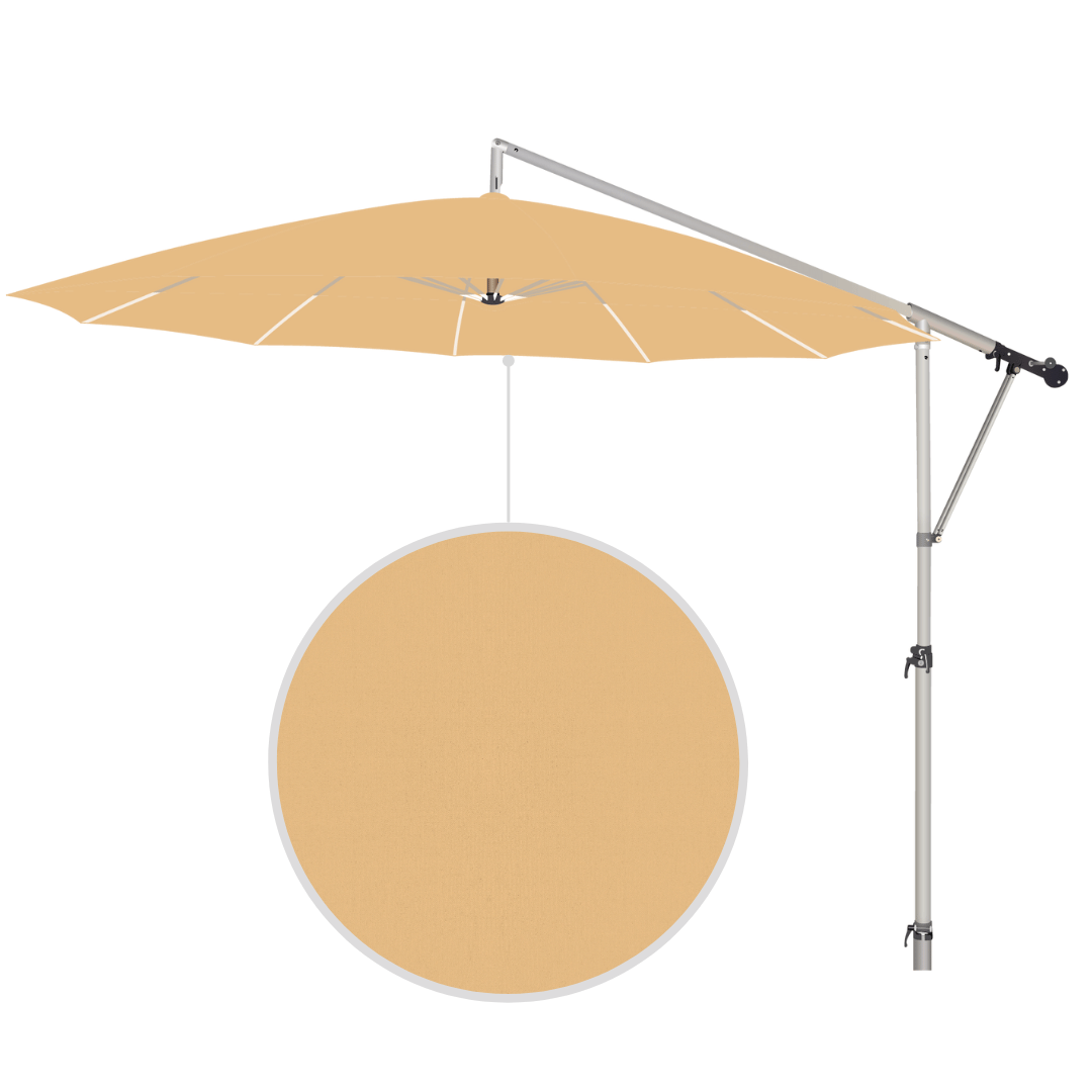 May Mezzo Sonnenschirm, Freiarmschirm, Ampelschirm - Farbe Creme | Stoffart Poly | Volant optional | verschiedene Größen Sichtschutz