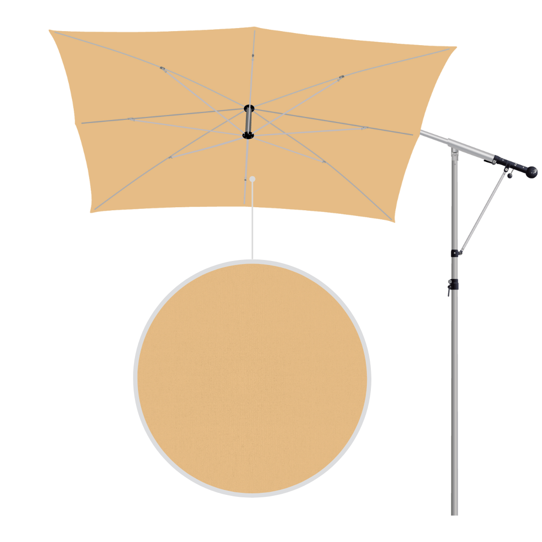 May Mezzo Sonnenschirm, Freiarmschirm, Ampelschirm - Farbe Creme | Stoffart Poly | Volant optional | verschiedene Größen Sichtschutz