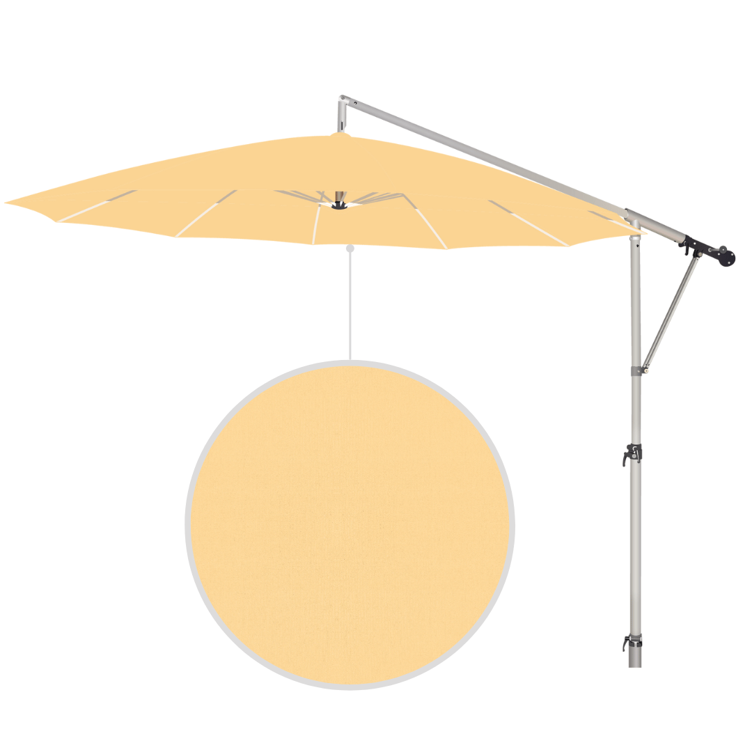 May Mezzo Sonnenschirm, Freiarmschirm, Ampelschirm - Farbe Elfenbein | Stoffart Poly | Volant optional | verschiedene Größen Sichtschutz