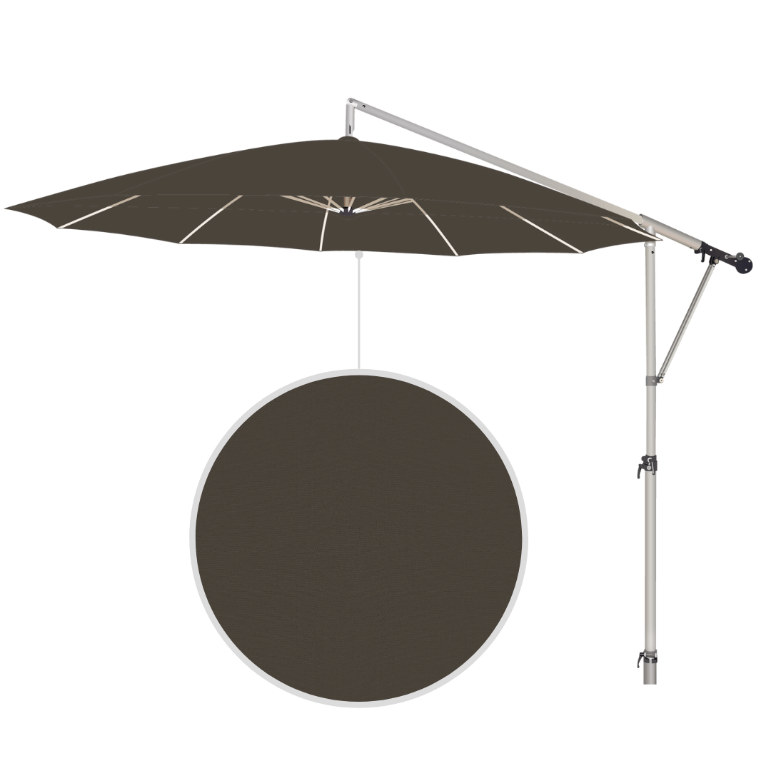 May Mezzo Sonnenschirm, Freiarmschirm, Ampelschirm - Farbe Graphitgrau | Stoffart Poly | Volant optional | verschiedene Größen Sichtschutz