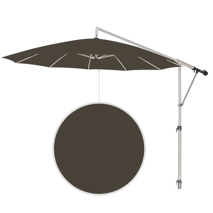 May Mezzo Sonnenschirm, Freiarmschirm, Ampelschirm - Farbe Graphitgrau | Stoffart Poly | Volant optional | verschiedene Größen Sichtschutz