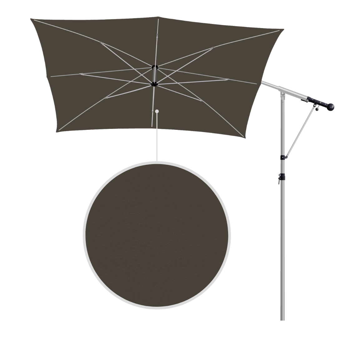 May Mezzo Sonnenschirm, Freiarmschirm, Ampelschirm - Farbe Graphitgrau | Stoffart Poly | Volant optional | verschiedene Größen Sichtschutz