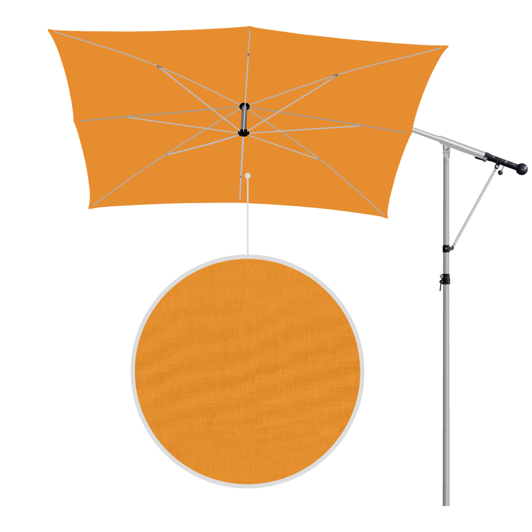 May Mezzo Sonnenschirm, Freiarmschirm, Ampelschirm - Farbe Mandarin | Stoffart Acryl | Volant optional | verschiedene Größen Sichtschutz