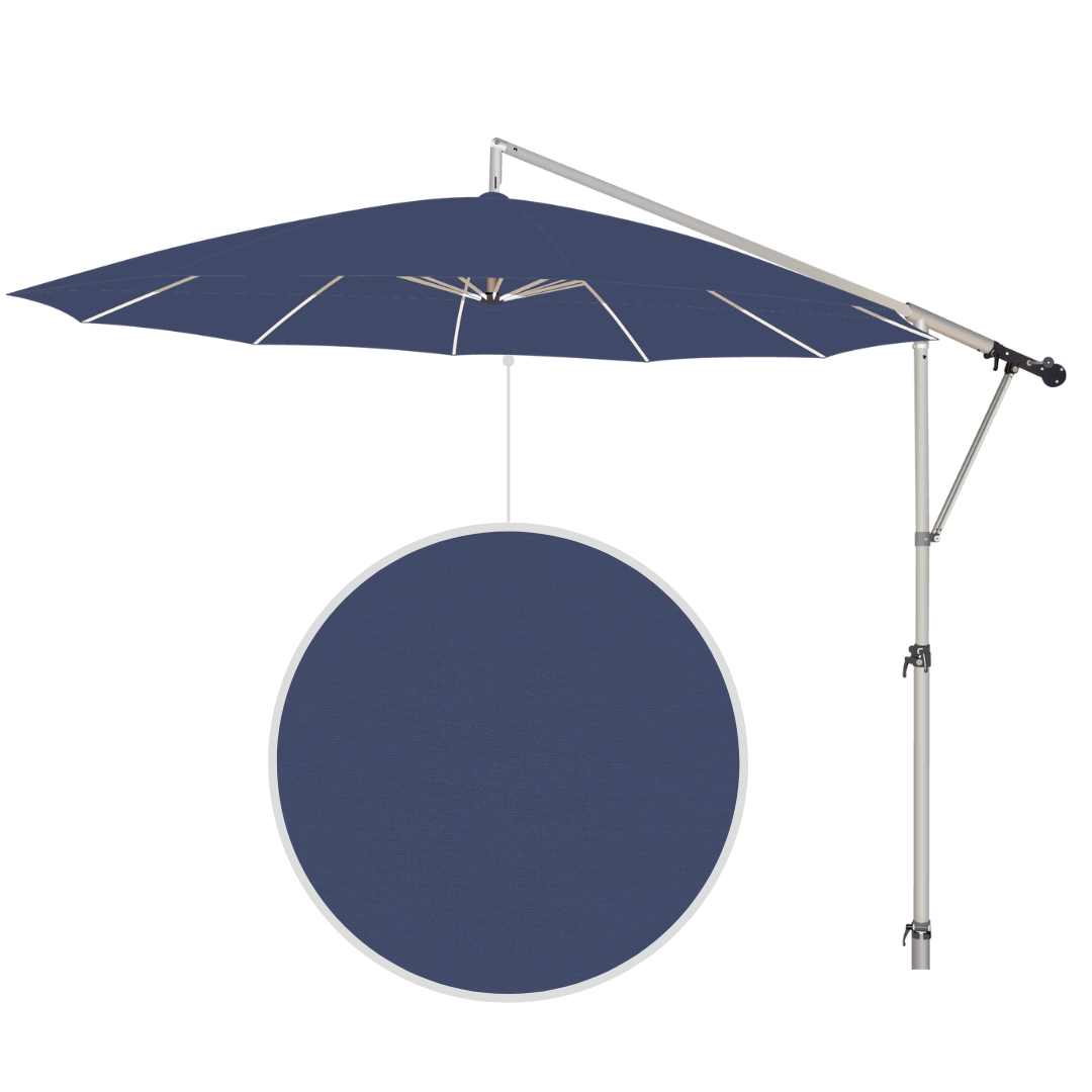 May Mezzo Sonnenschirm, Freiarmschirm, Ampelschirm - Farbe Mittelblau | Stoffart Poly | Volant optional | verschiedene Größen Sichtschutz