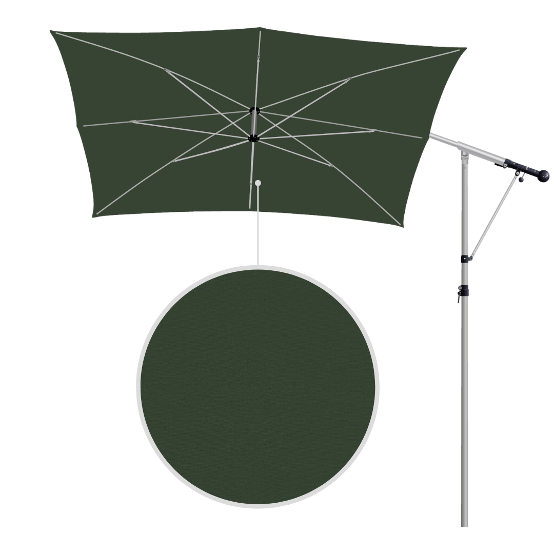May Mezzo Sonnenschirm, Freiarmschirm, Ampelschirm - Farbe Moosgrün | Stoffart Poly | Volant optional | verschiedene Größen Sichtschutz
