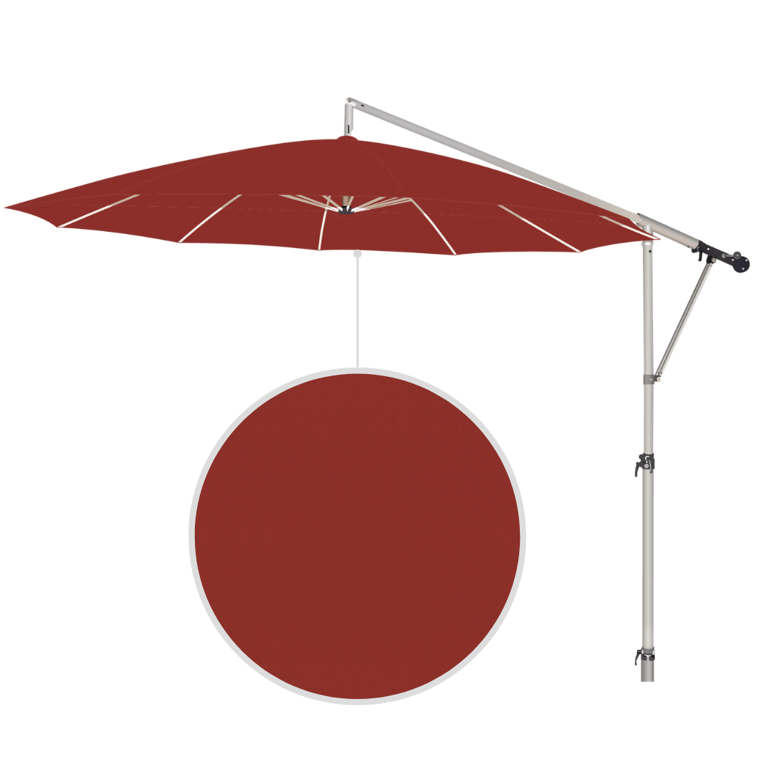 May Mezzo Sonnenschirm, Freiarmschirm, Ampelschirm - Farbe Rot | Stoffart Poly | Volant optional | verschiedene Größen Sichtschutz