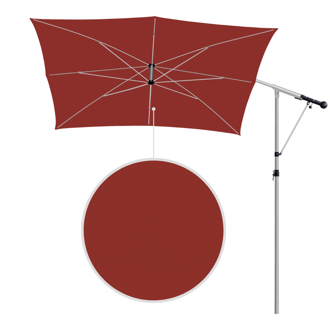 May Mezzo Sonnenschirm, Freiarmschirm, Ampelschirm - Farbe Rot | Stoffart Poly | Volant optional | verschiedene Größen Sichtschutz