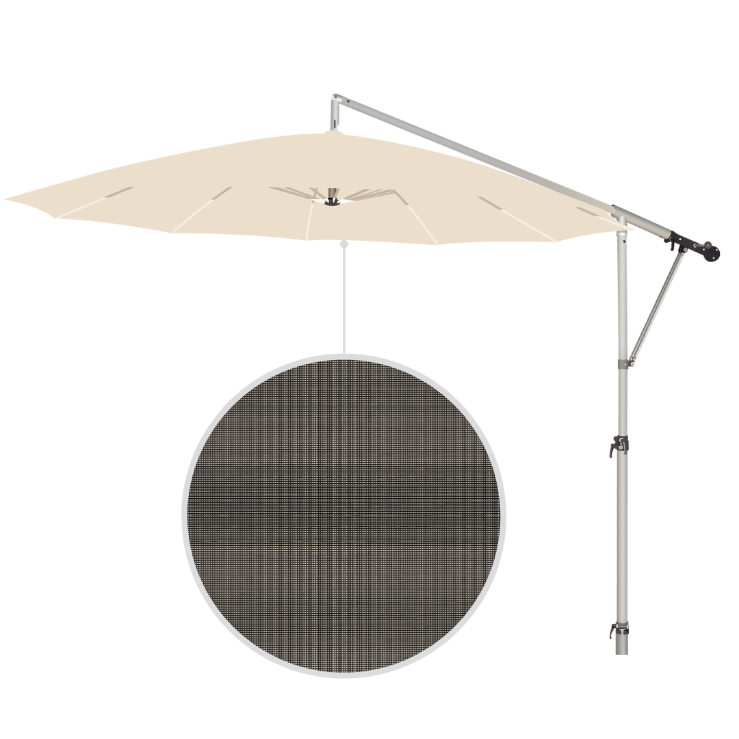 May Mezzo Sonnenschirm, Freiarmschirm, Ampelschirm - Farbe Schwarz Beige | Stoffart Acryl | Volant optional | verschiedene Größen Sichtschutz