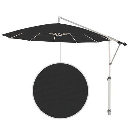 May Mezzo Sonnenschirm, Freiarmschirm, Ampelschirm - Farbe Schwarz | Stoffart Acryl | Volant optional | verschiedene Größen Sichtschutz