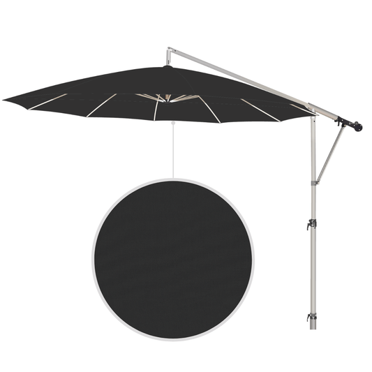 May Mezzo Sonnenschirm, Freiarmschirm, Ampelschirm - Farbe Schwarz | Stoffart Acryl | Volant optional | verschiedene Größen Sichtschutz