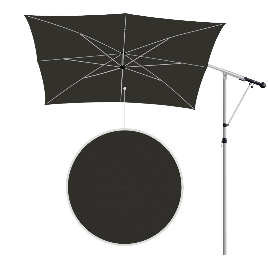 May Mezzo Sonnenschirm, Freiarmschirm, Ampelschirm - Farbe Schwarz | Stoffart Poly | Volant optional | verschiedene Größen Sichtschutz