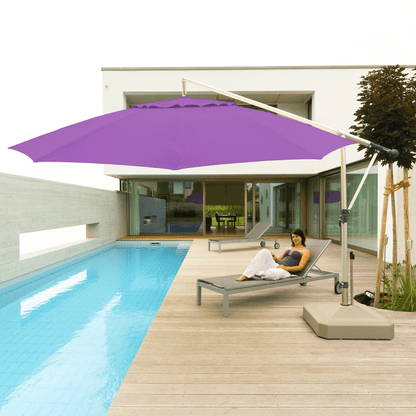 May Mezzo Sonnenschirm, Freiarmschirm, Ampelschirm - Farbe Weinrot | Stoffart Poly | Volant optional | verschiedene Größen Sichtschutz