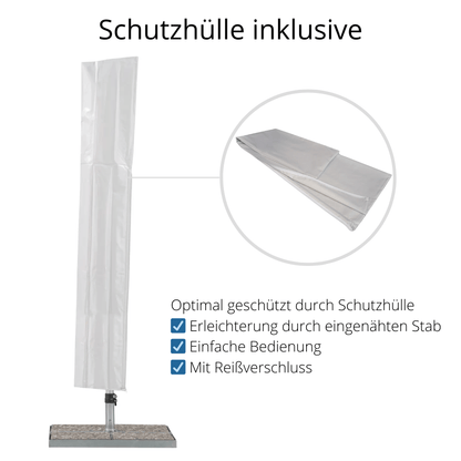 May Mezzo Sonnenschirm, Freiarmschirm, Ampelschirm - Farbe Weinrot | Stoffart Poly | Volant optional | verschiedene Größen Sichtschutz