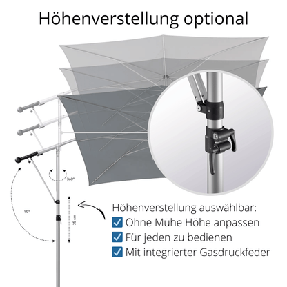 May Mezzo Sonnenschirm, Freiarmschirm, Ampelschirm - Farbe Weinrot | Stoffart Poly | Volant optional | verschiedene Größen Sichtschutz