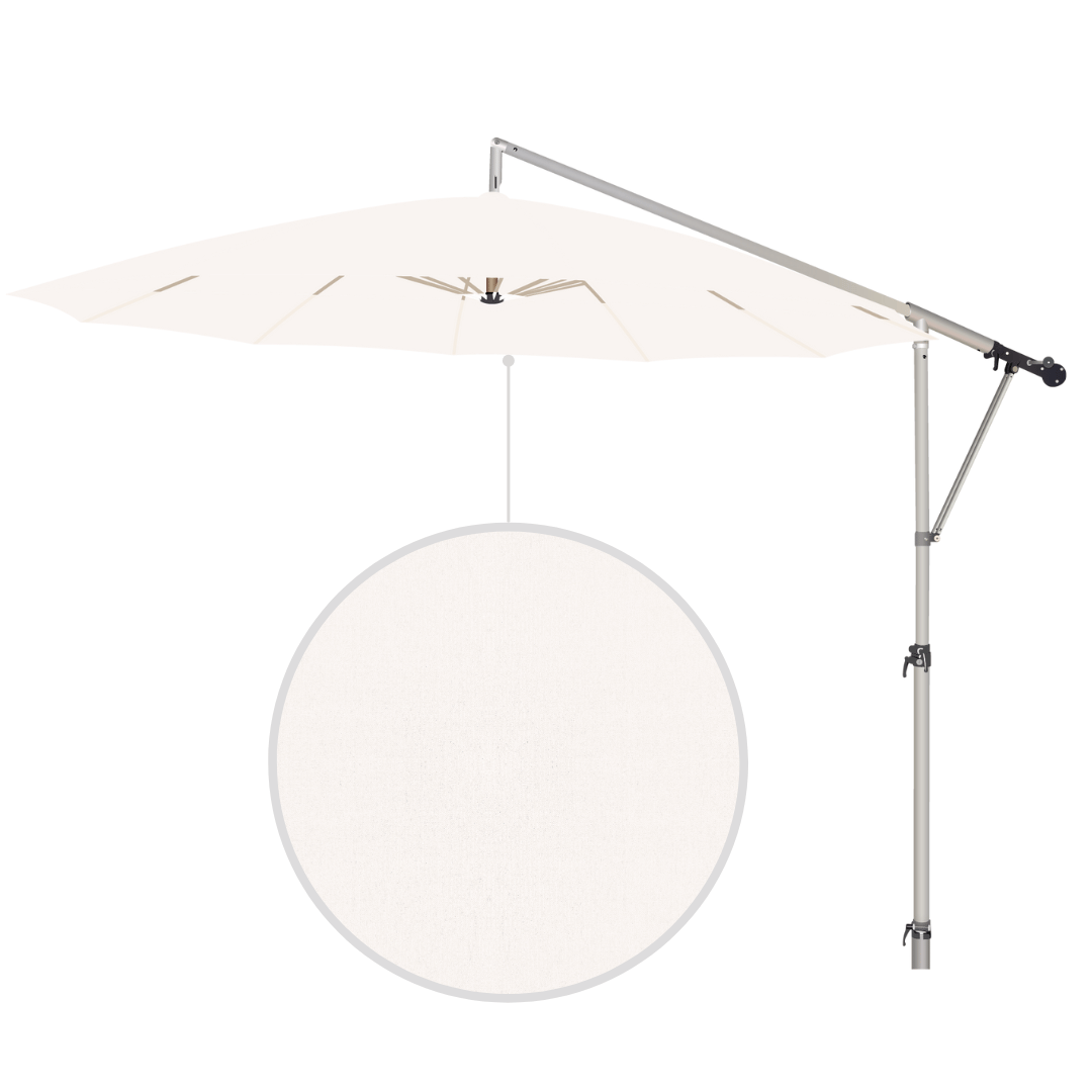 May Mezzo Sonnenschirm, Freiarmschirm, Ampelschirm - Farbe Weiss | Stoffart Poly | Volant optional | verschiedene Größen Sichtschutz