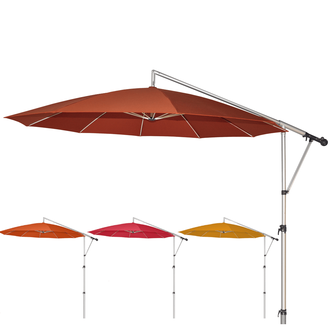 May Mezzo Sonnenschirm, Freiarmschirm, Ampelschirm - Rund | ∅ 250 cm | Stoffart Poly | Volant optional | viele Farben Sichtschutz