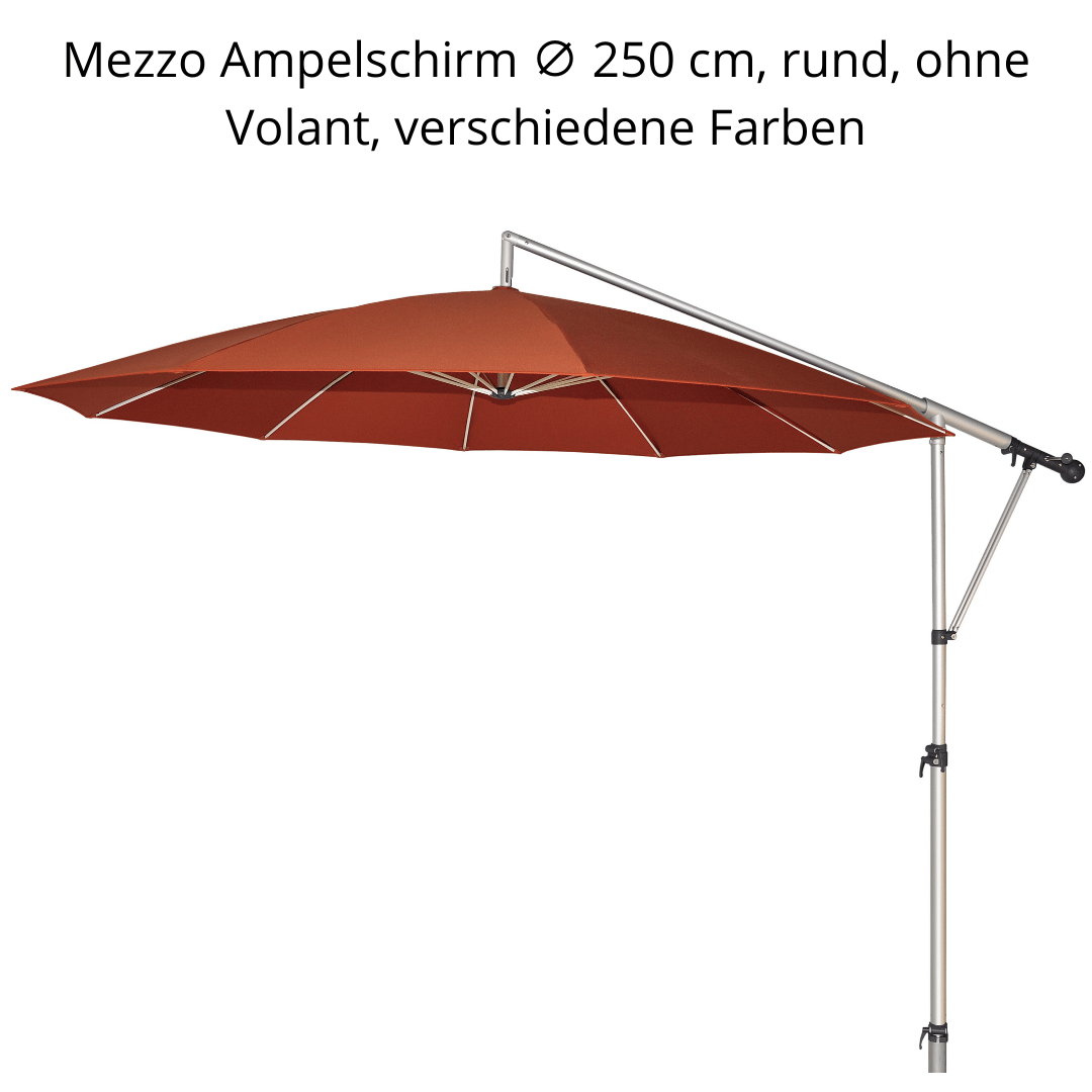 May Mezzo Sonnenschirm, Freiarmschirm, Ampelschirm - Rund | ∅ 300 cm | Stoffart Acryl | Volant optional | viele Farben Sichtschutz