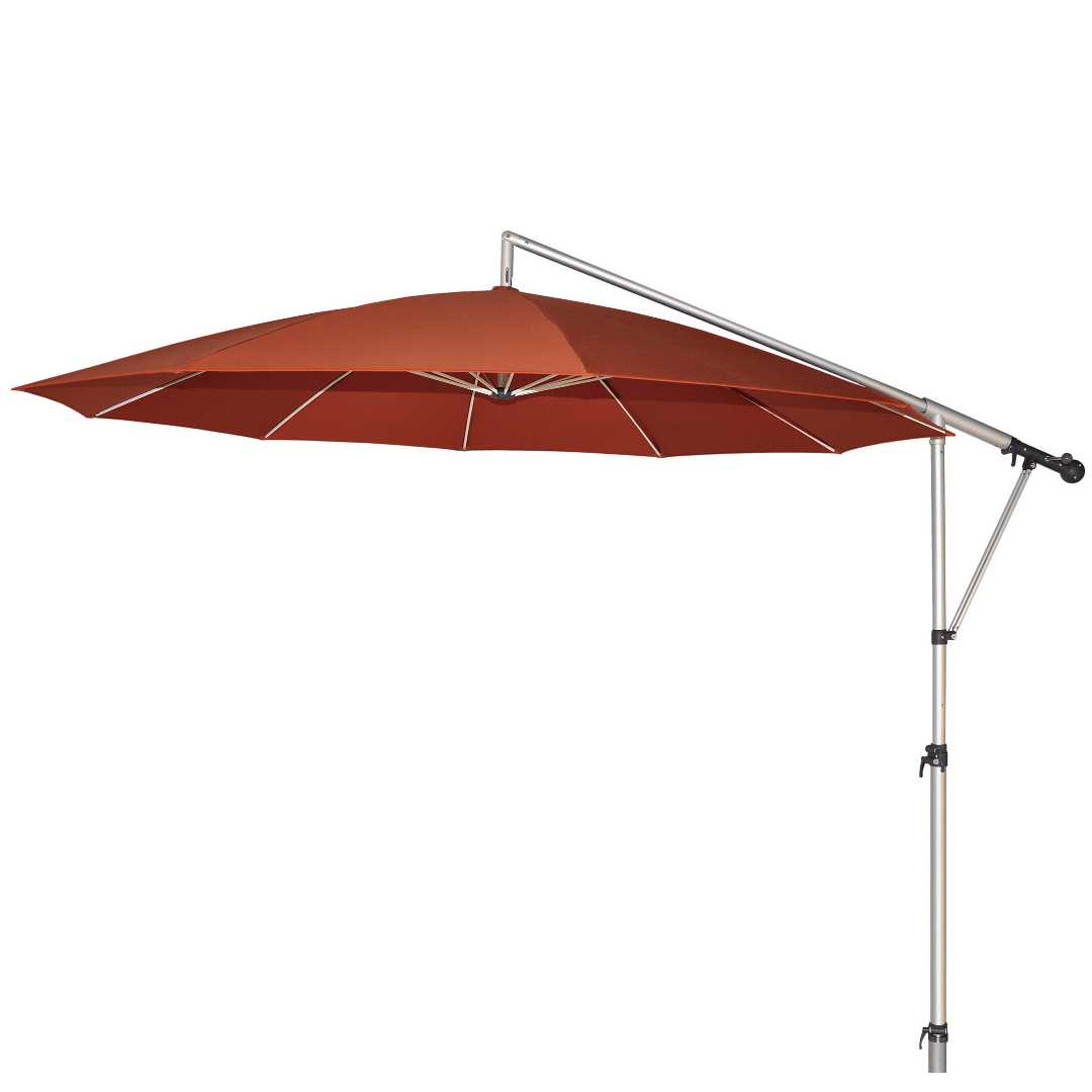 May Mezzo Sonnenschirm, Freiarmschirm, Ampelschirm - Rund | ∅ 330 cm | Stoffart Poly | Volant optional | viele Farben Sichtschutz