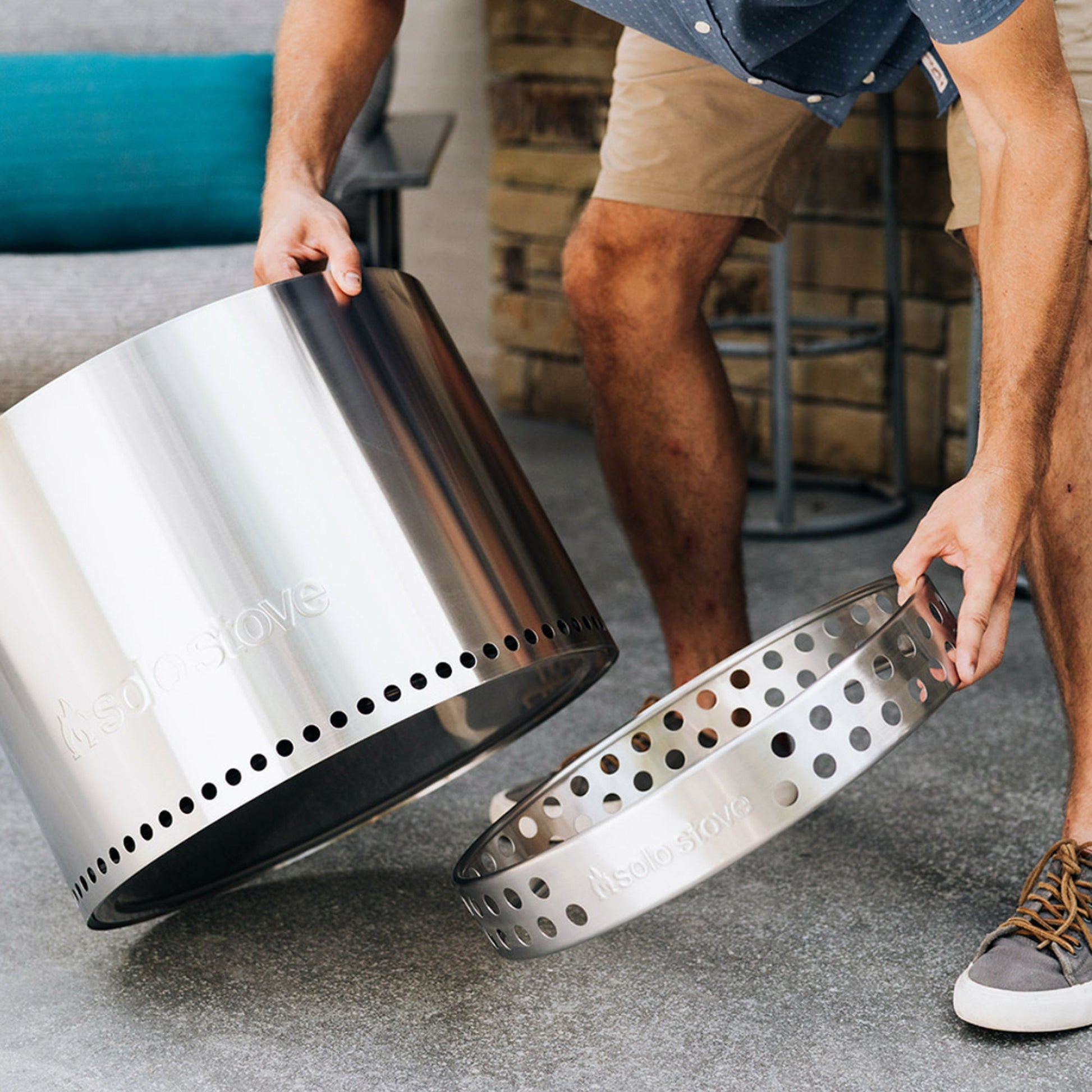 Solo Stove Feuerschale Bonfire 2.0 + Standfuß, Feuerstelle, Feuerschale für Terrasse, Feuertonne Feuerstelle